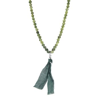 Collier SKINNY en argent, pierre et voile de coton Green Jade Luke x bracelet enroulé 1