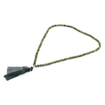 Collier SKINNY en argent, pierre et voile de coton Green Jade Luke x bracelet enroulé 4