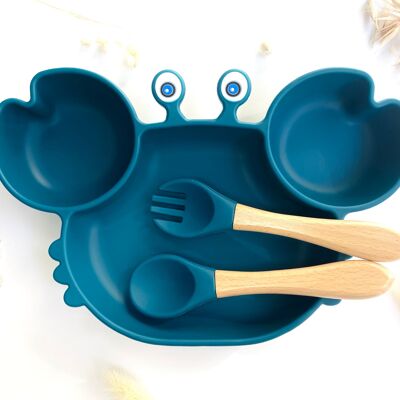 Meal set + crab-shaped cutlery - Baby plate