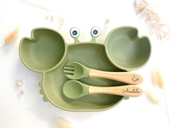 Set repas + couverts en forme de crabe - Assiette bébé 6