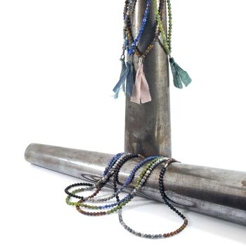 Collier SKINNY en argent, pierre et voile de coton Luke en sodalite bleue x bracelet enroulé 2