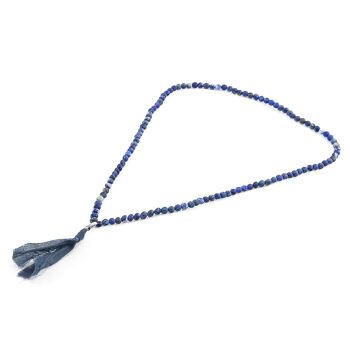 Collier SKINNY en argent, pierre et voile de coton Luke en sodalite bleue x bracelet enroulé 4