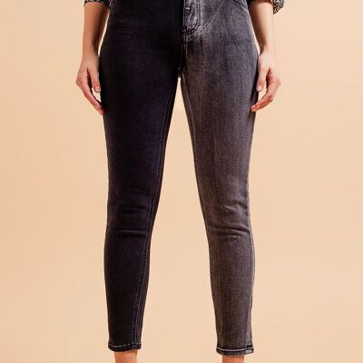 Jeans in Colorblock Grau und Schwarz