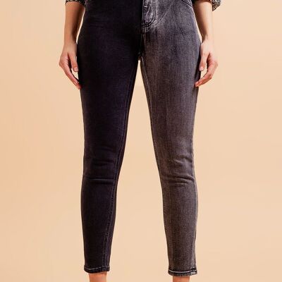Jeans in color block grey and black
