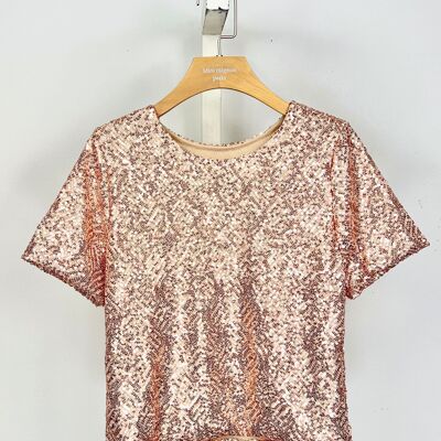 Lined sequin top with short sleeves for girls