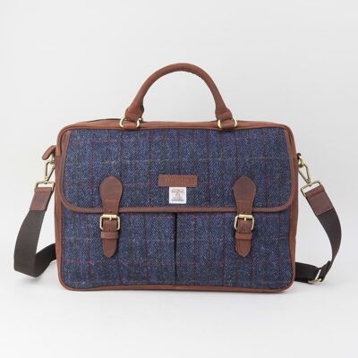 Blaue Aktentasche aus Harris-Tweed