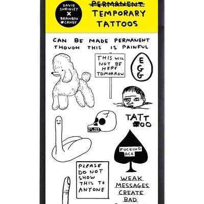Tatouages ​​temporaires - Ensemble drôle de 13 tatouages ​​temporaires David Shrigley