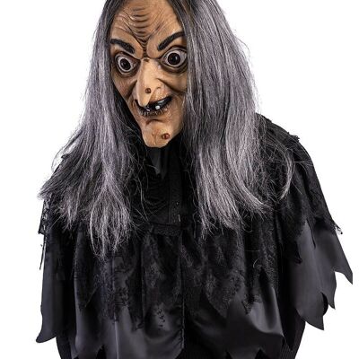 Maschera vecchia strega in lattice con capelli con cav.