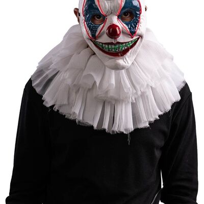 Maschera clown  in plastica con dec.lum.(batt.escl.) in busta con cav.