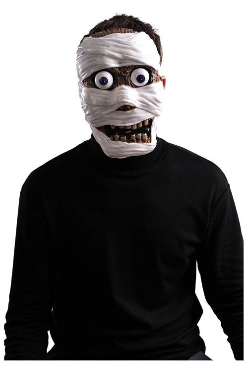 Maschera mummia in plastica con occhi sporgenti con cav.