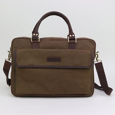Olive Waxed Canvas Briefcase