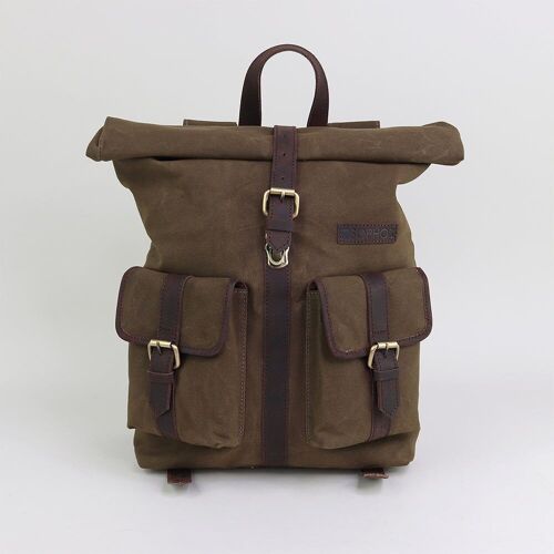 Olive Waxed Canvas Roll Top Rucksack