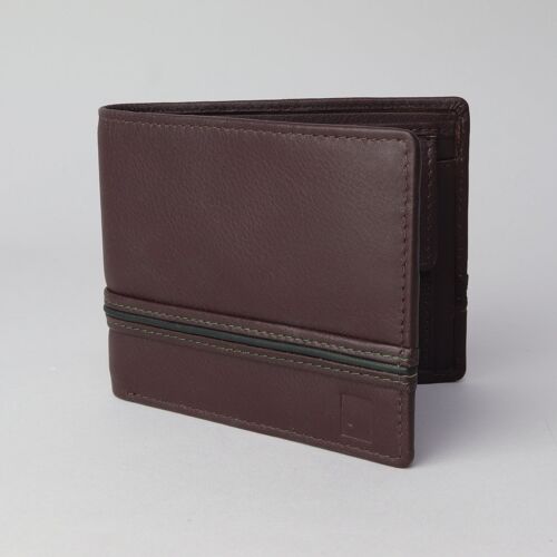 Pebble Grain Stripe Leather Wallet
