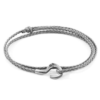 Bracelet SKINNY classique en argent et corde Charles gris 1