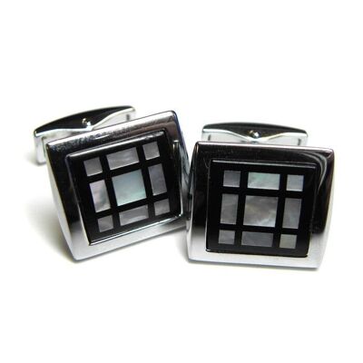 Mother of Pearl Effect Black Square Cufflinks