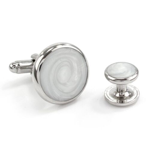 Mother of Pearl Effect Insert Cufflinks and Dress Stud Set