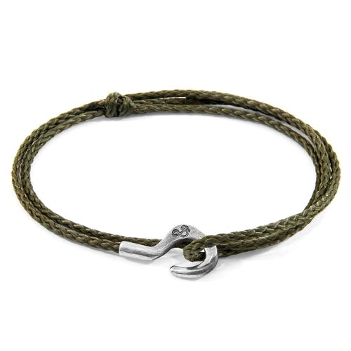 Khaki Green Charles Silver and Rope SKINNY Bracelet