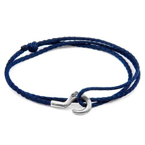 Navy Blue Charles Silver and Rope SKINNY Bracelet