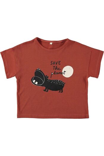 T-shirt unisexe Hippo rouge en coton biologique 1