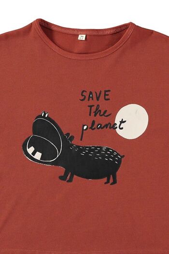 T-shirt unisexe Hippo rouge en coton biologique 2
