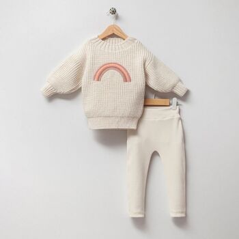 Ensemble en tricot épais 100 % coton arc-en-ciel 🌈 Design - 2 pièces - 2-5 ans 2