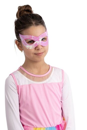 Masque en tissu rose à paillettes avec cav.