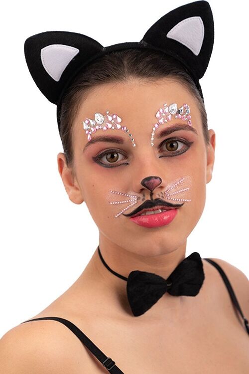 Cartella decorazioni adesive viso crystal gattina in busta su cartoncino