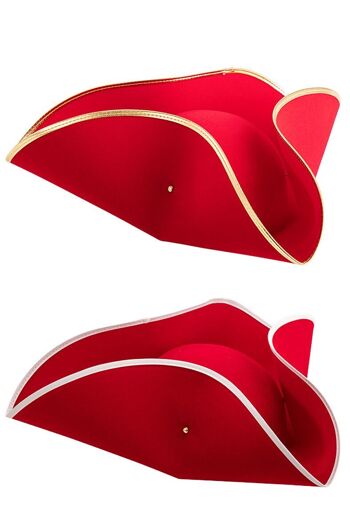 Chapeau tricorne en daim rouge (taille58) mod.cul. avec étiquette