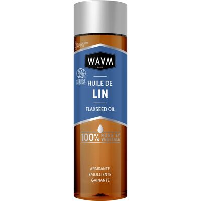 WAAM Cosmetics – Olio vegetale di semi di lino BIOLOGICO – 100% puro e naturale – Prima spremitura a freddo – Olio nutriente e lenitivo per pelle e capelli – 75ml