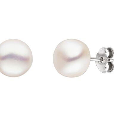 Pearl stud earrings freshwater button classic