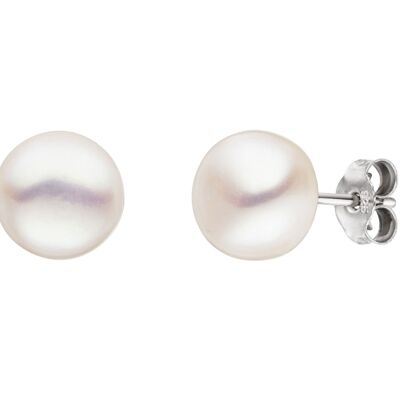 Pearl stud earrings freshwater button classic