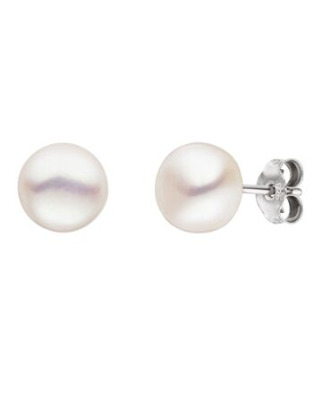 Boucles d'oreilles puces perles bouton d'eau douce classique 4