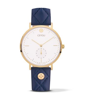 Montre CEYOLI Celebrate Line Cuir Matelassé Blanc Bleu Océan 1