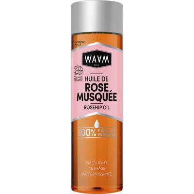 WAAM Cosmetics – Bio-Hagebutten-Pflanzenöl – Erste Kaltpressung – Anti-Flecken-, Anti-Aging- und regenerierendes Öl für Haut und Haar – Gesund aussehende und leuchtende Behandlung – 75 ml