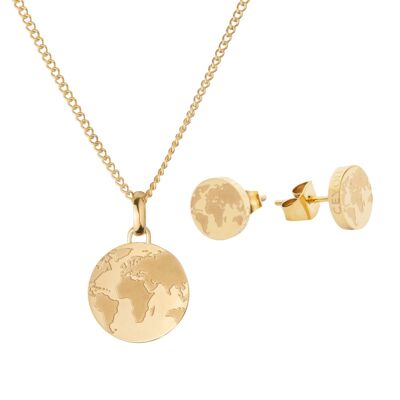 CEYOLI One World Set Necklace & Stud Earrings