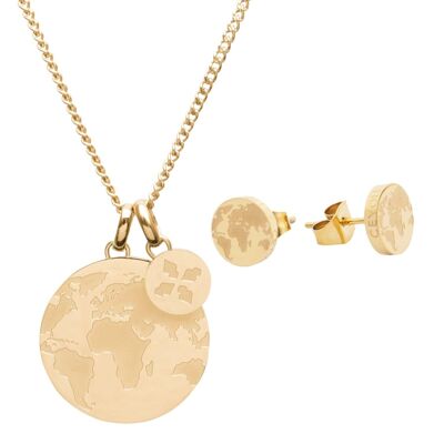 CEYOLI One Big World Set Necklace & Stud Earrings