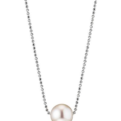 Necklace with floating white freshwater pearl