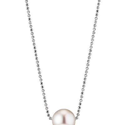 Necklace with floating white freshwater pearl