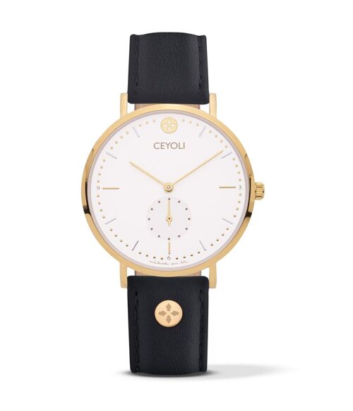 CEYOLI Celebrate Line Uhr White Leder Black