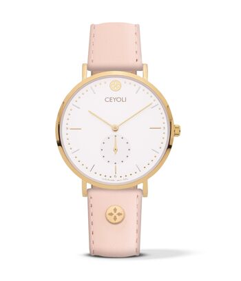 Montre CEYOLI Celebrate Line Cuir Blanc Rose 1