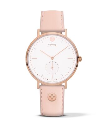 Montre CEYOLI Celebrate Line Cuir Blanc Rose 5