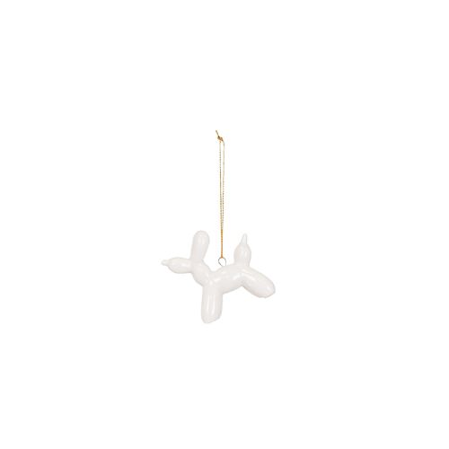 HV Balloon Dog  Holiday Ornament - 6,5x3x6cm- White