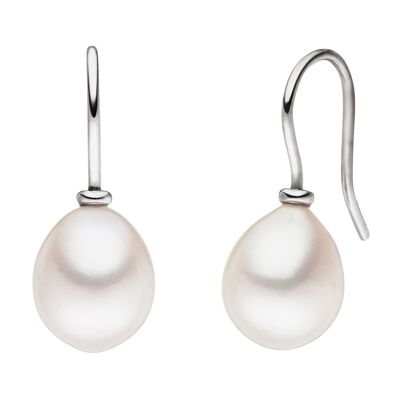 Ear hooks with round freshwater pearls