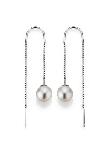 Boucles d'oreilles avec perles d'eau douce rondes 1