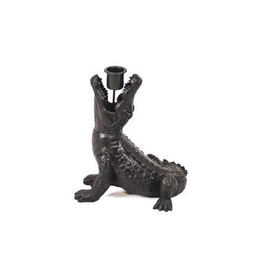 HV Crocodile Candleholder Black 15x18x12 cm