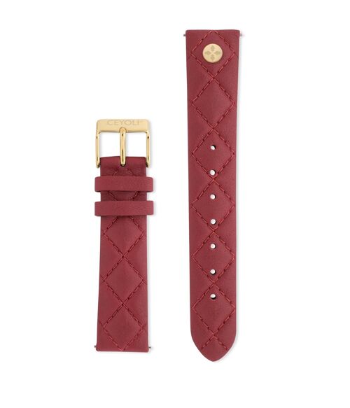 CEYOLI Celebrate Line Schnellwechsel-Armband Easy Release Quilted Leder Ruby Red