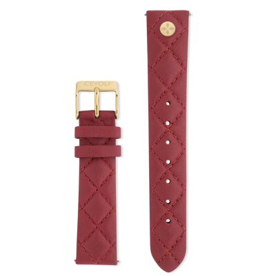 CEYOLI Celebrate Line Quick Release Bracelet Easy Release Quilted Leather Ruby Red