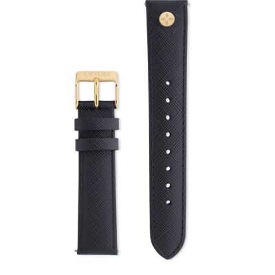 CEYOLI Celebrate Line Quick Change Bracelet Easy Release Saffiano Leather Black