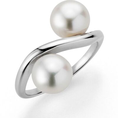 Pearl ring with 2 white freshwater pearls