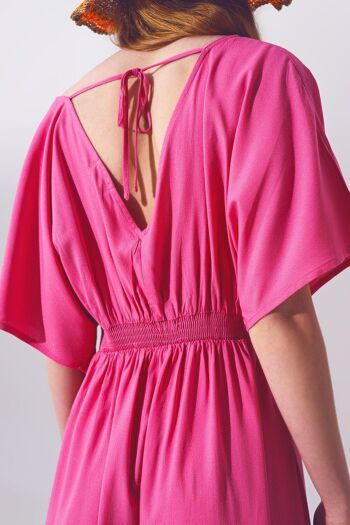 Robe longue à manches kimono en rose 6